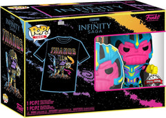 Funko Pop! & Tee: Marvel – Thanos (Blacklight) #909 + T-Shirt (Size S) | מארז פאנקו וחולצה תאנוס בלקלייט