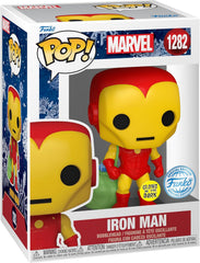 Funko Pop! & Tee: Marvel Holiday - Iron Man (GITD) #939 + T-Shirt (Size M) | מארז פאנקו וחולצה איירון מן לחג - זוהר בחושך