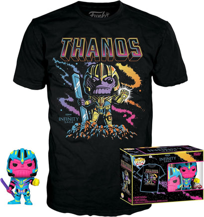Funko Pop! & Tee: Marvel – Thanos (Blacklight) #909 + T-Shirt (Size S) | מארז פאנקו וחולצה תאנוס בלקלייט