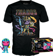Funko Pop! & Tee: Marvel – Thanos (Blacklight) #909 + T-Shirt (Size S) | מארז פאנקו וחולצה תאנוס בלקלייט