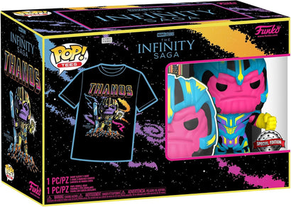 Funko Pop! & Tee: Marvel – Thanos (Blacklight) #909 + T-Shirt (Size S) | מארז פאנקו וחולצה תאנוס בלקלייט