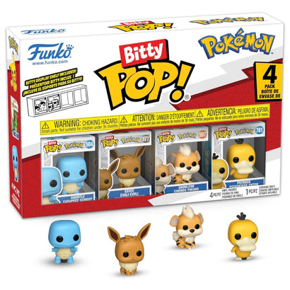 Funko Bitty Pop! Pokemon: Squirtle, Eevee, Psyduck & Growlithe | מארז 4 בובות ביטי פופ סקווירטל, איבי, פסיידאק וגראולית'